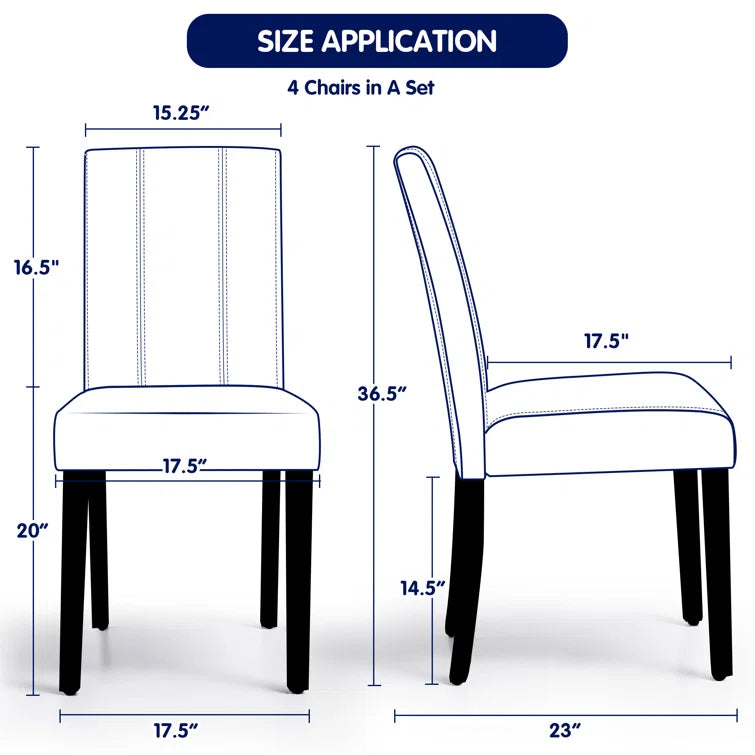 2PK Modern Upholstered PU Leather Dining Chairs