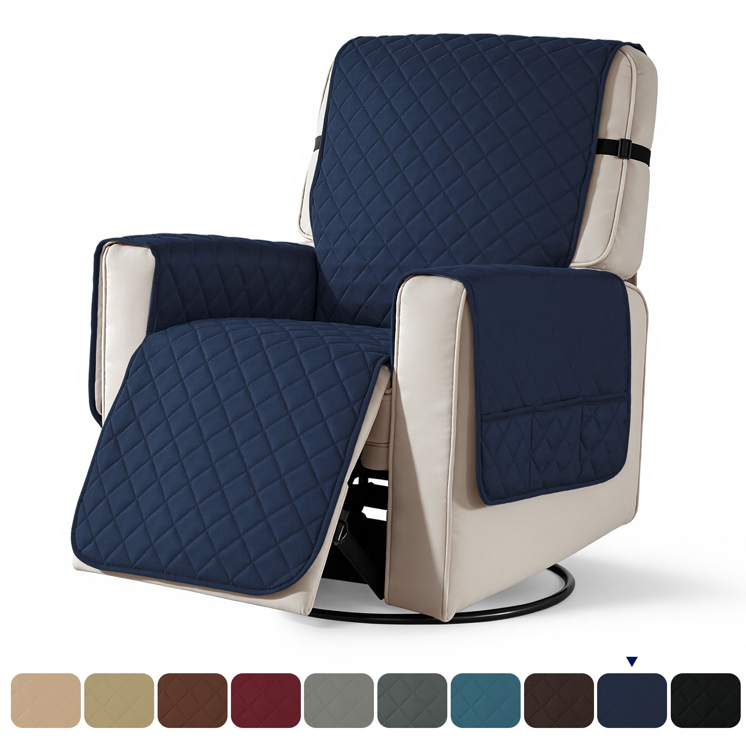 Subrtex Recliner Chair Cover Reversible Recline Sofa Slipcover with Side Pockets
