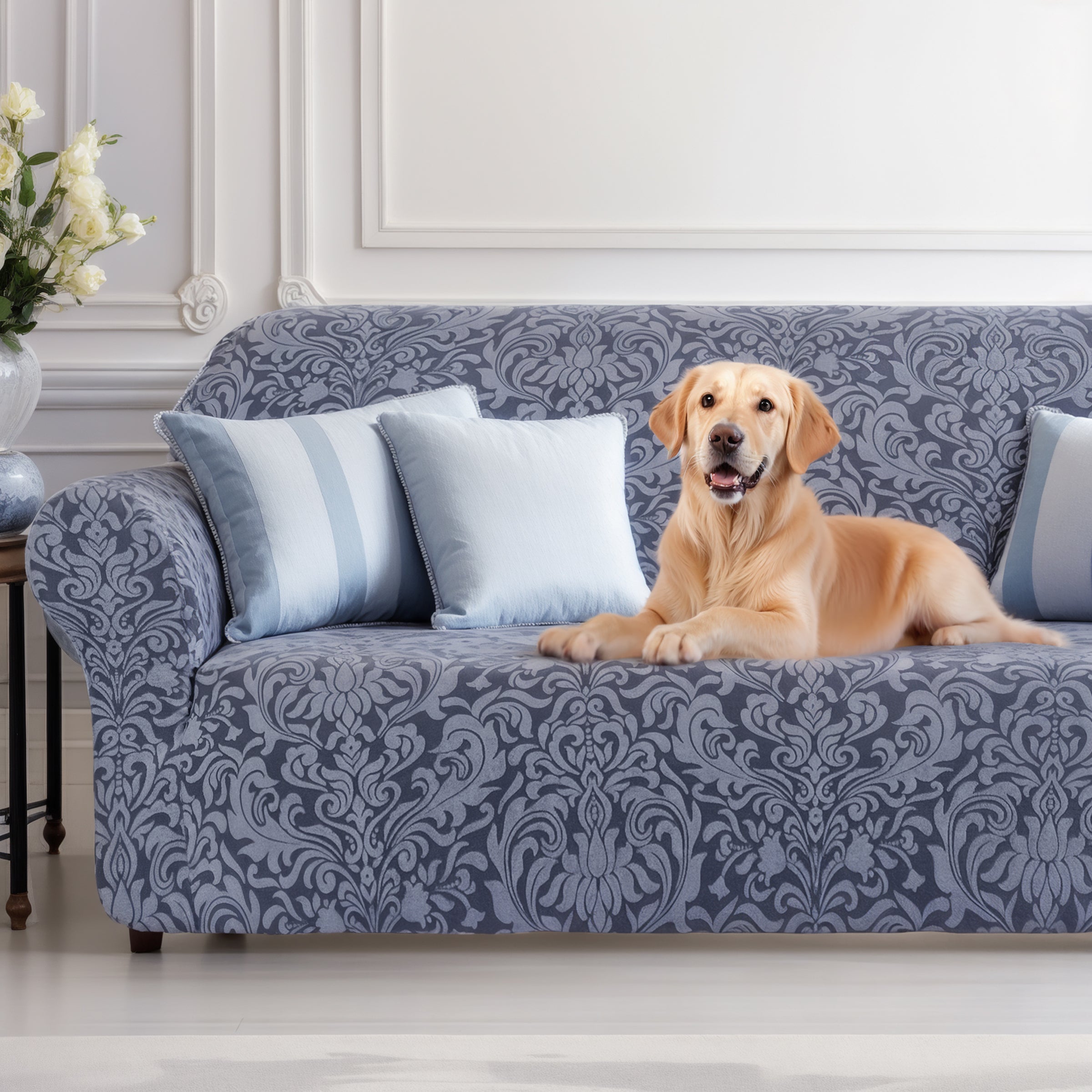 Cilla Jacquard Stretch Sofa Slipcover - Subrtex Cilla Jacquard Stretch Sofa Slipcover - Subrtex