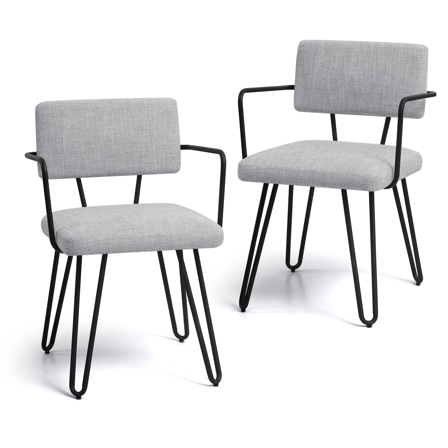 Sofid Fabric Metal Upholstered Back Arm Chair (Set of 2)