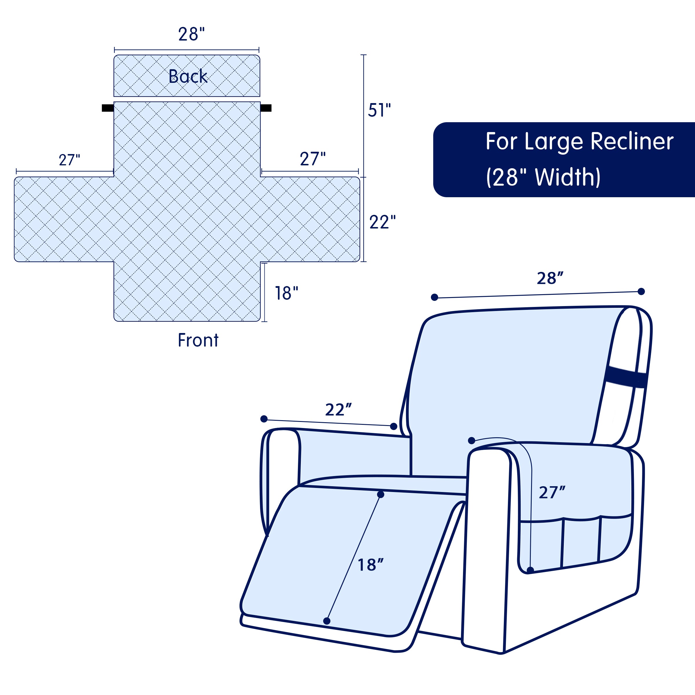 Subrtex Recliner Chair Cover Reversible Recline Sofa Slipcover with Side Pockets