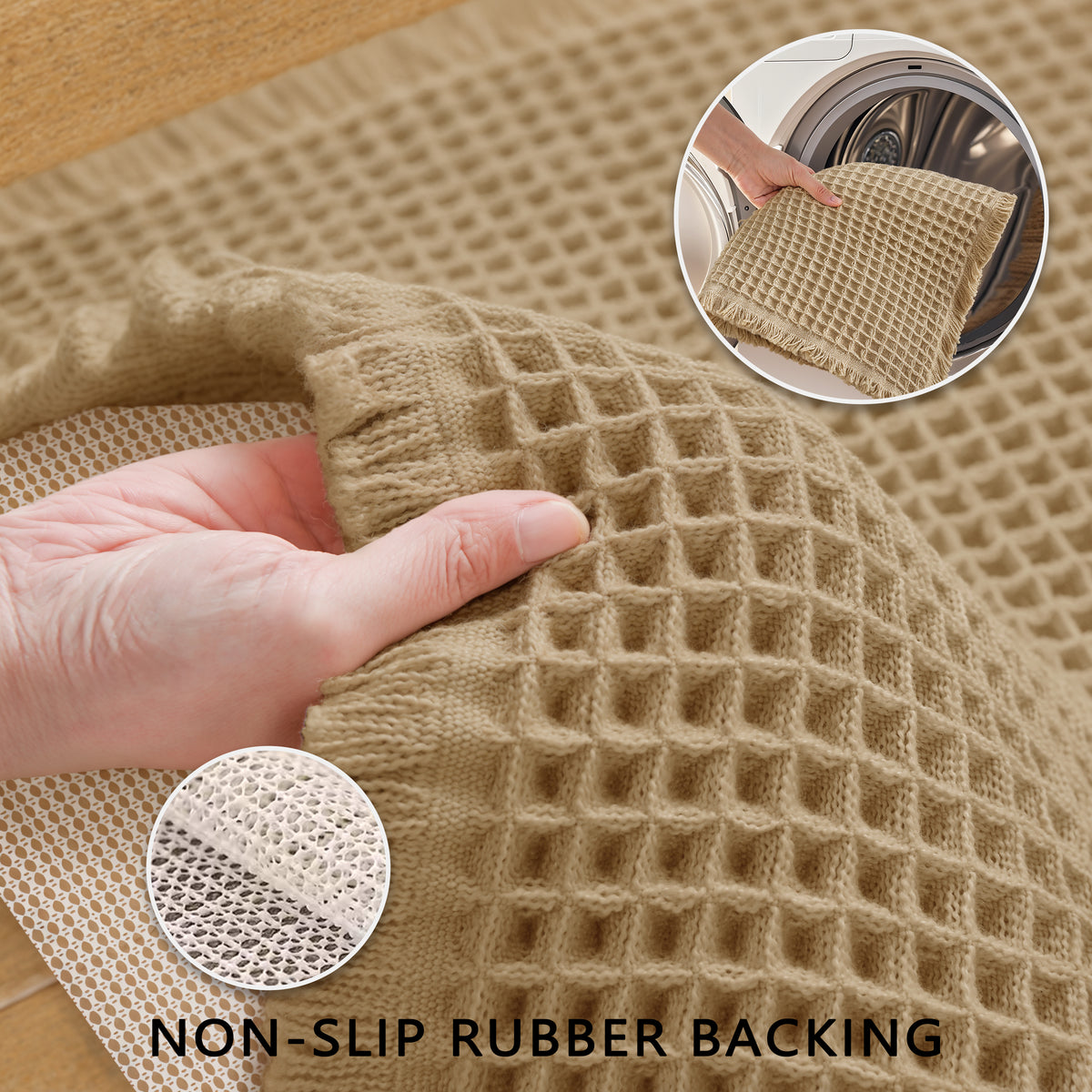 VANTIEA Waffle Style  Bathroom Rugs Super Absorbent Mats Non Slip Rubber Back Bath Rug