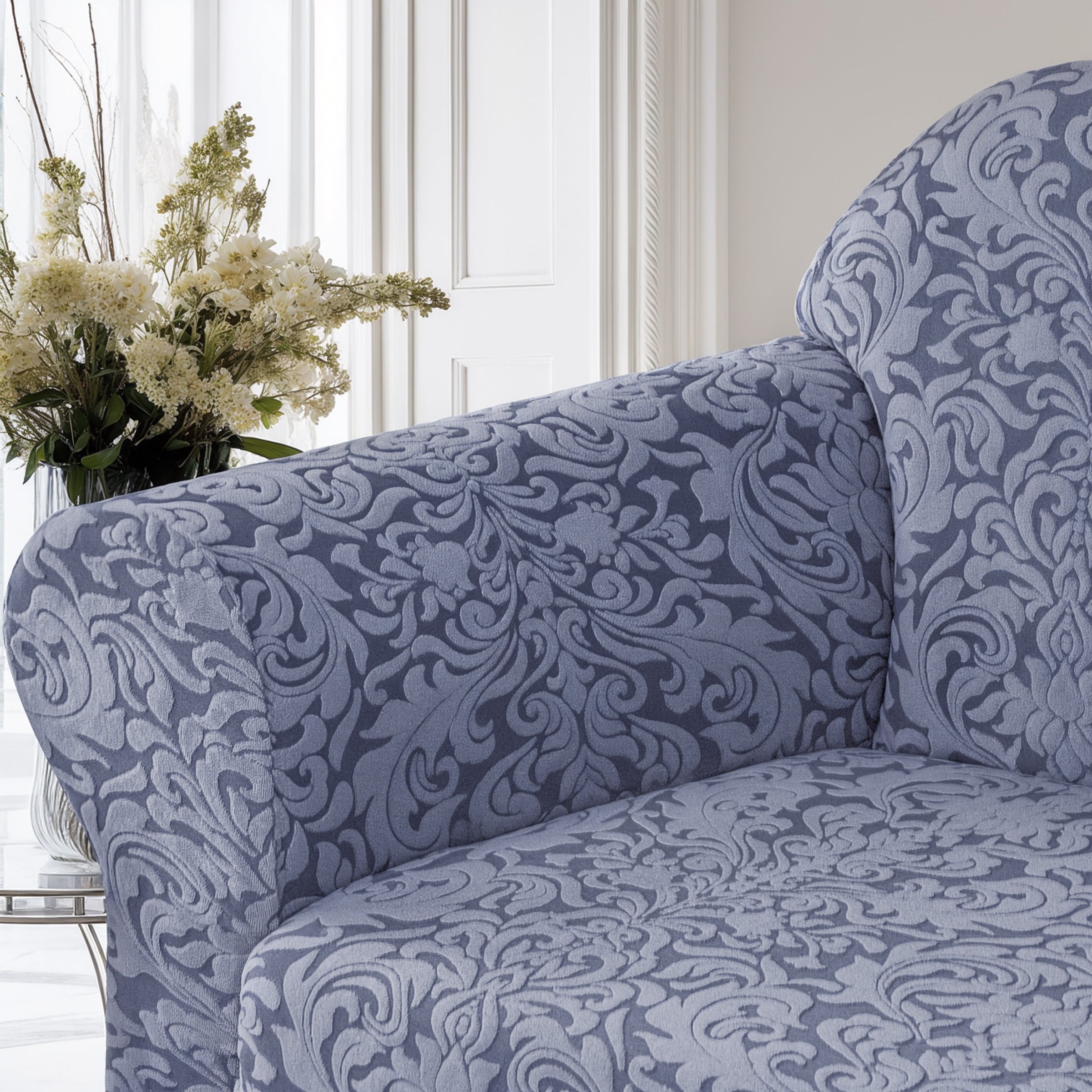 Cilla Jacquard Stretch Sofa Slipcover - Subrtex Cilla Jacquard Stretch Sofa Slipcover - Subrtex