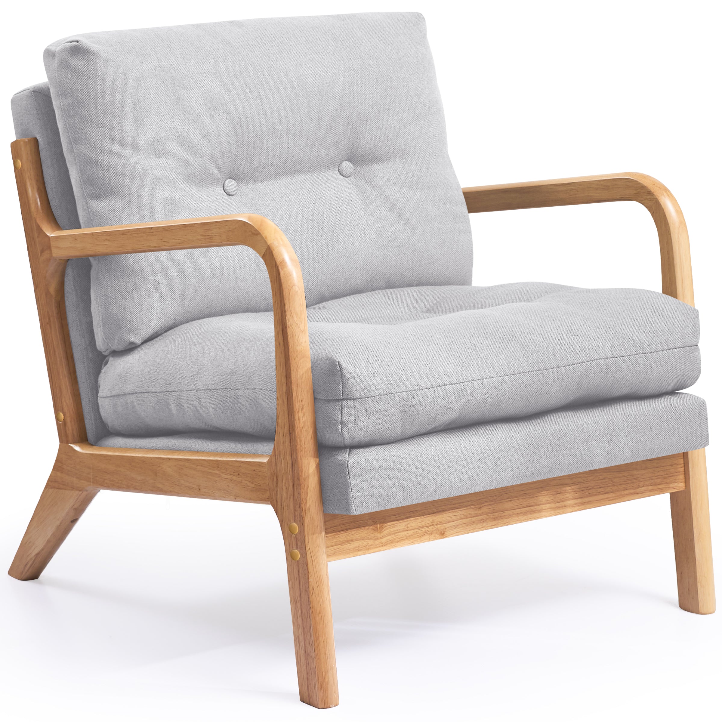 Cloud Comfort Cushion with Wooden Armrest Accent Chair