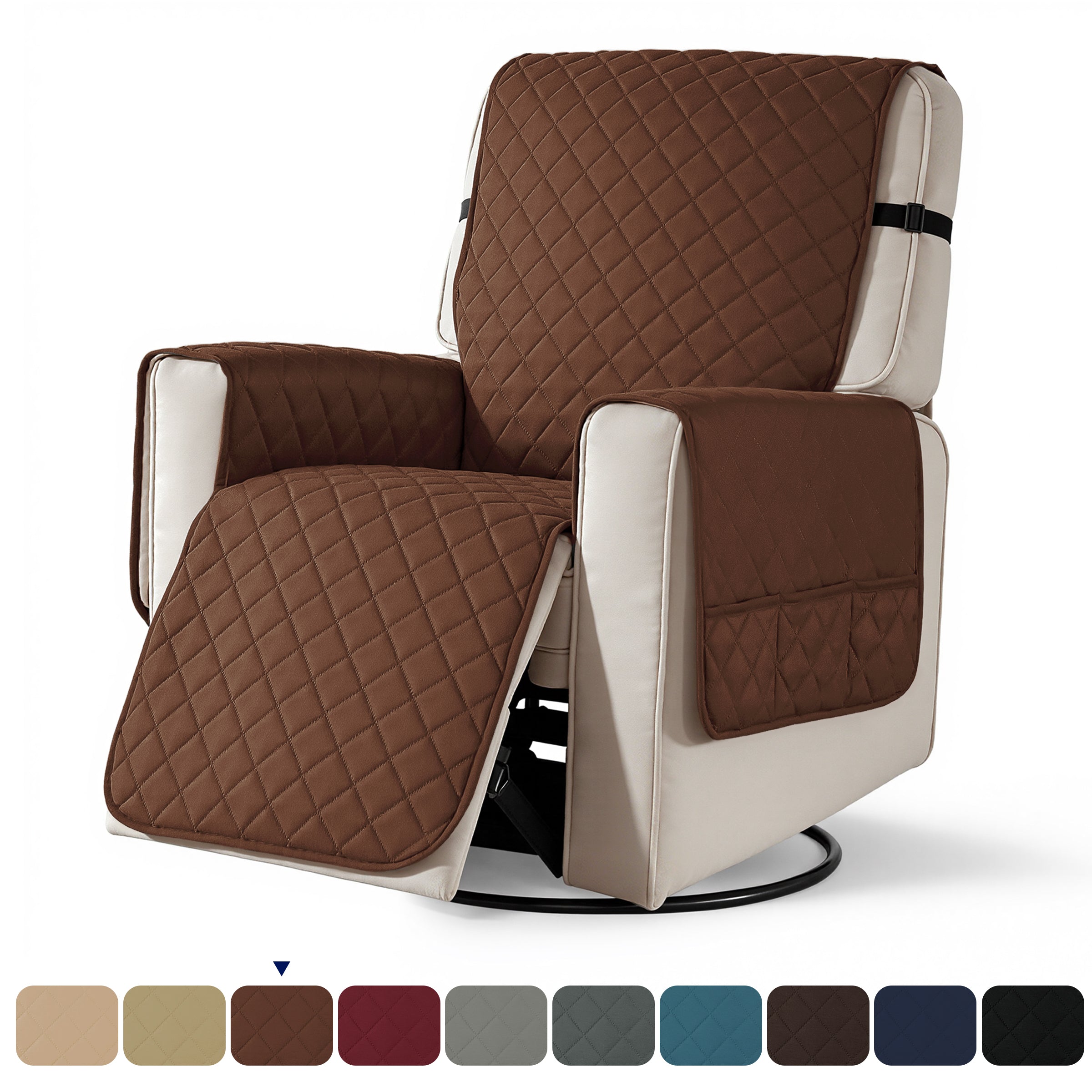 Subrtex Recliner Chair Cover Reversible Recline Sofa Slipcover with Side Pockets