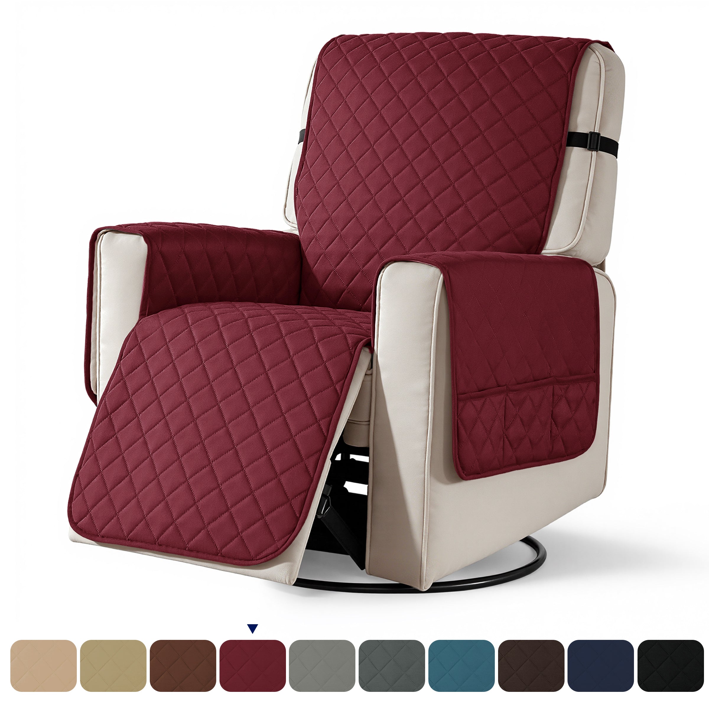 Subrtex Recliner Chair Cover Reversible Recline Sofa Slipcover with Side Pockets