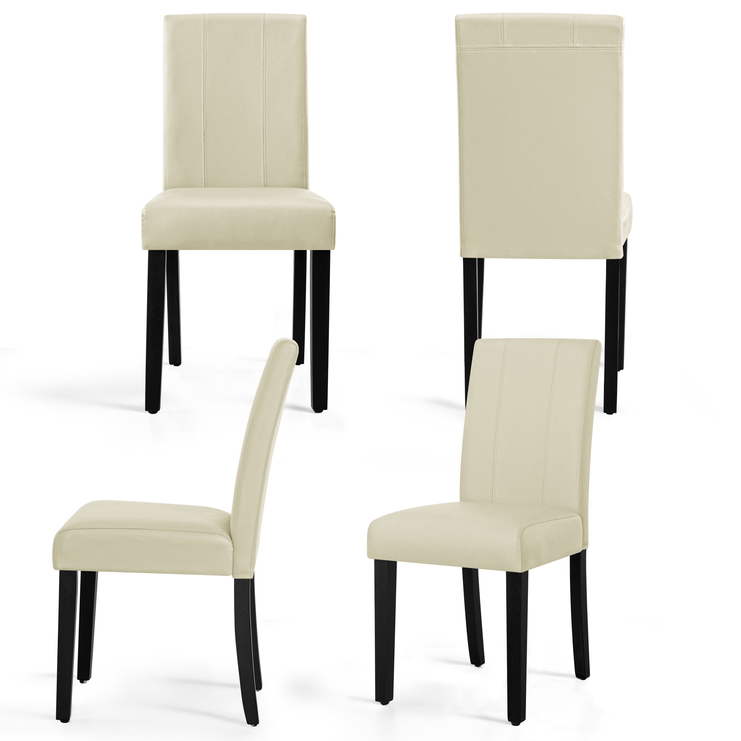 2PK Modern Upholstered PU Leather Dining Chairs