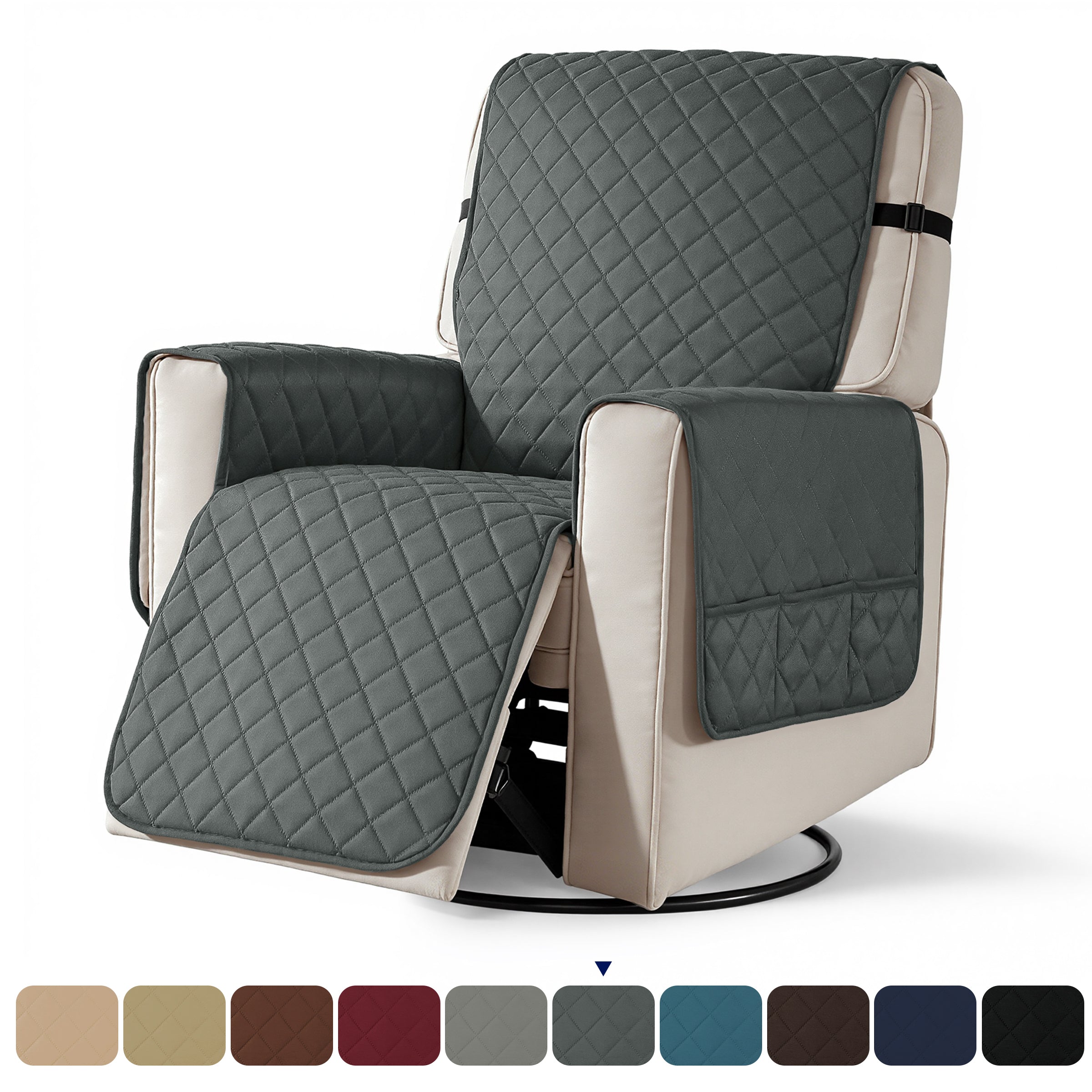 Subrtex Recliner Chair Cover Reversible Recline Sofa Slipcover with Side Pockets