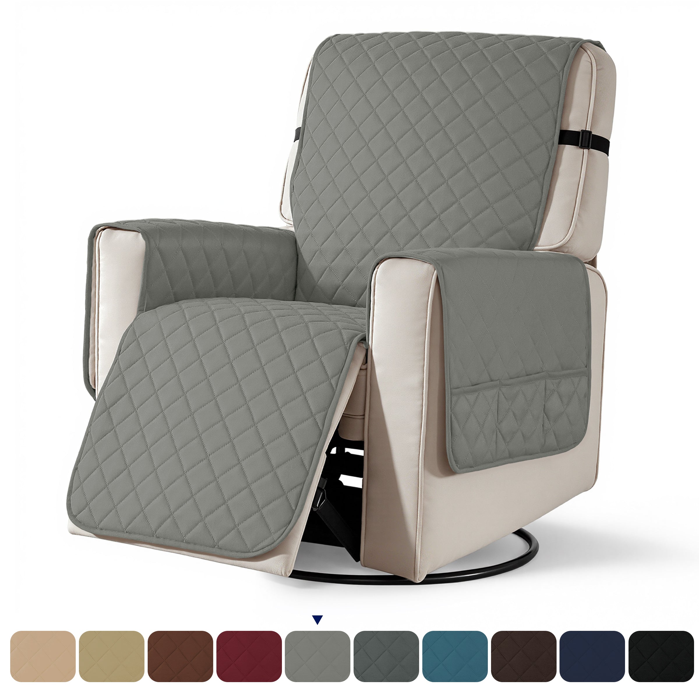 Subrtex Recliner Chair Cover Reversible Recline Sofa Slipcover with Side Pockets