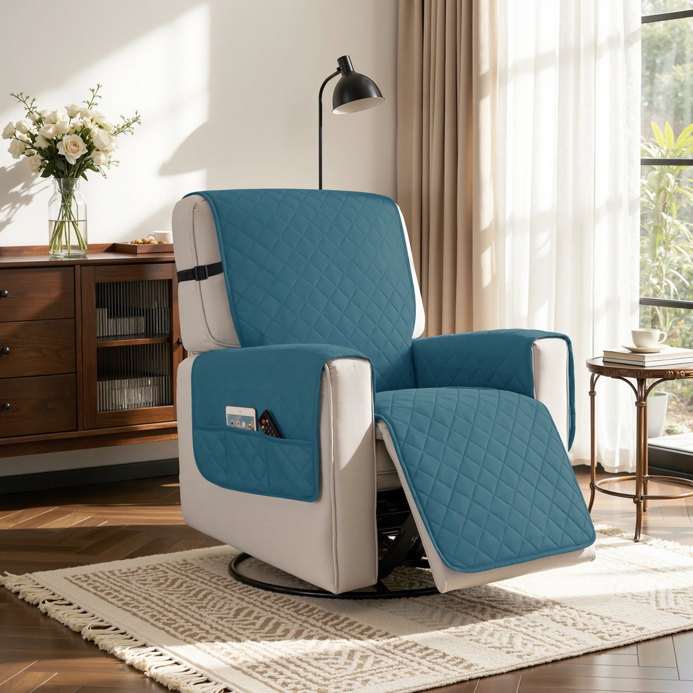Subrtex Recliner Chair Cover Reversible Recline Sofa Slipcover with Side Pockets