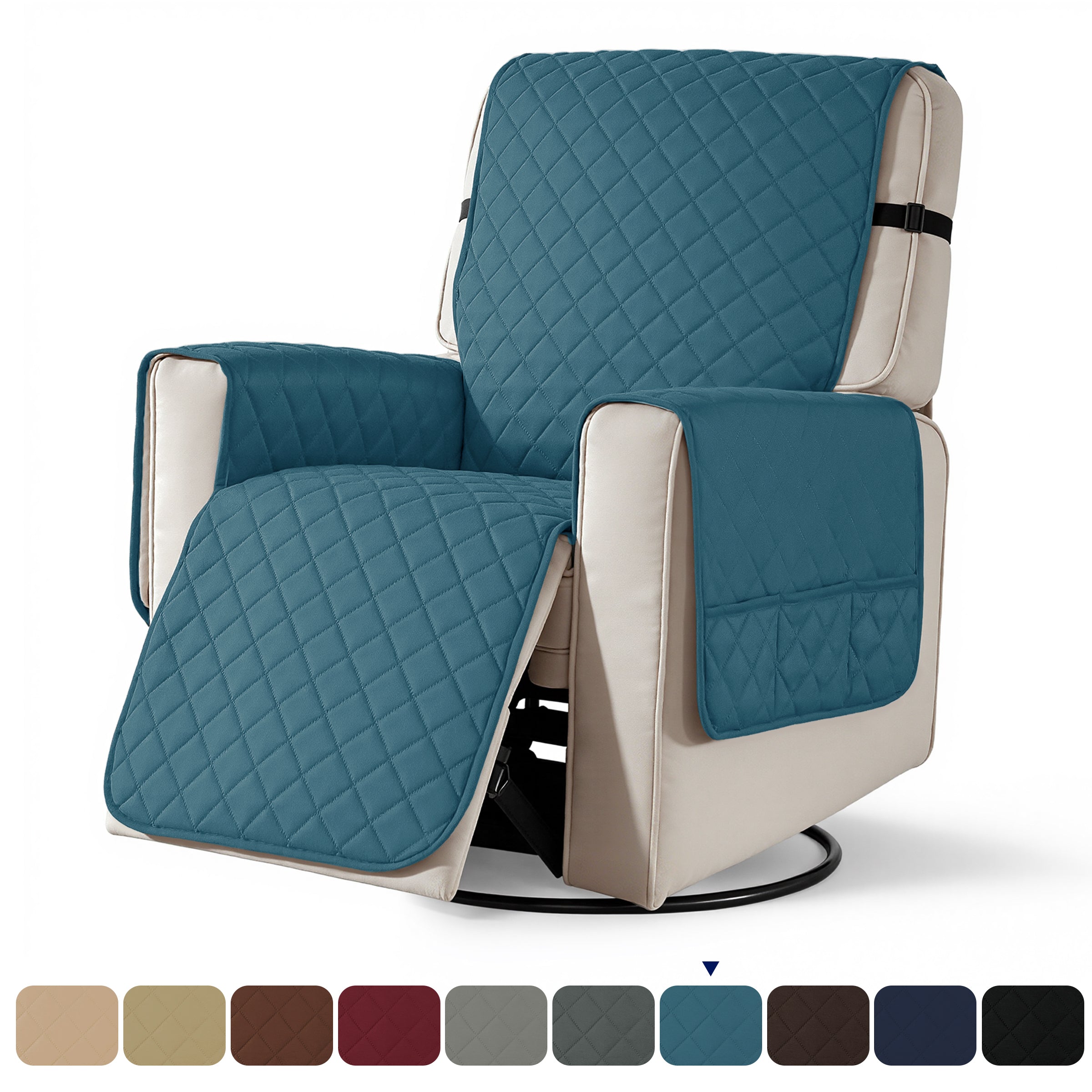 Subrtex Recliner Chair Cover Reversible Recline Sofa Slipcover with Side Pockets