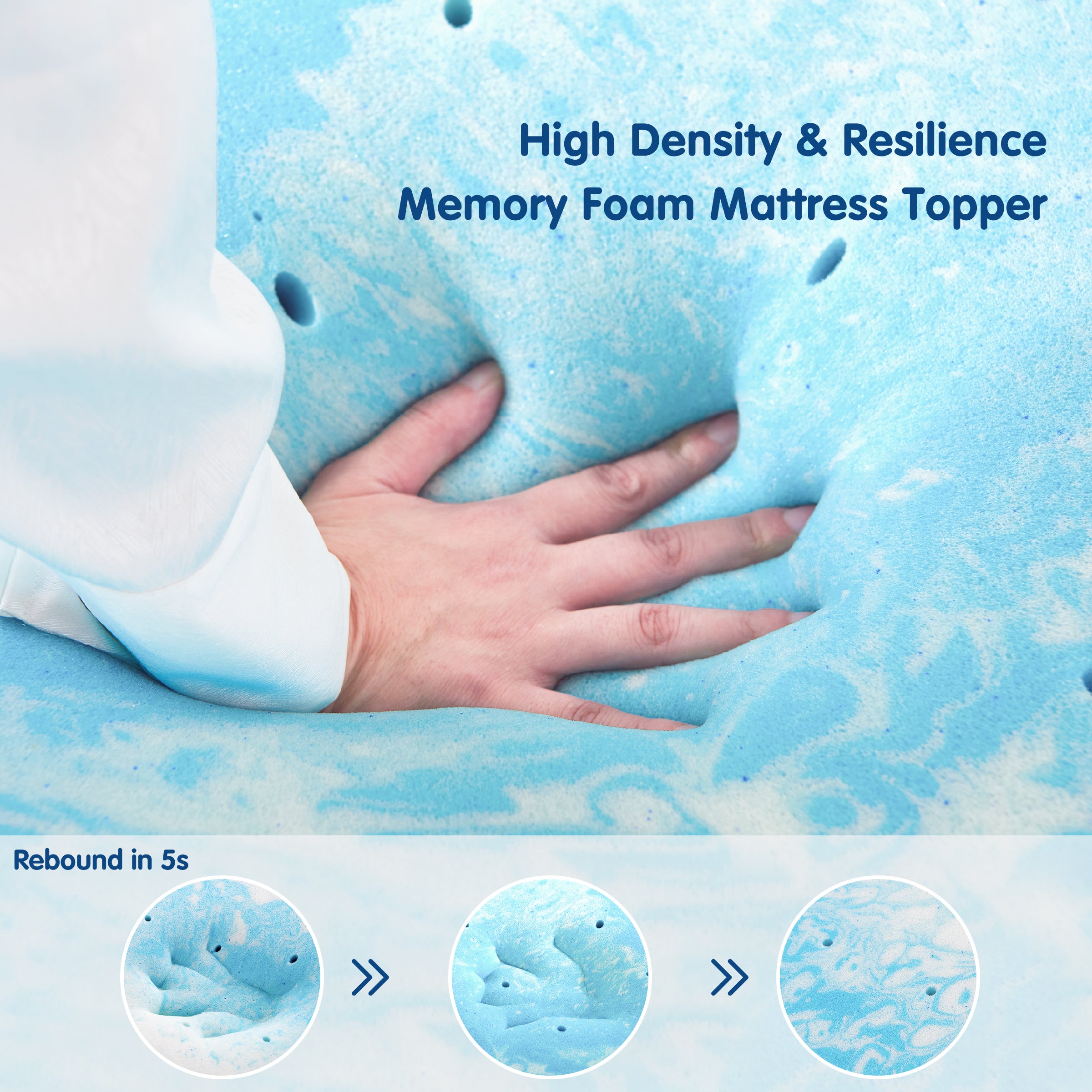 Organic Gel-Infused Foam Mattress Topper (3 inch)<br>【Including A Free Waterproof Cover】