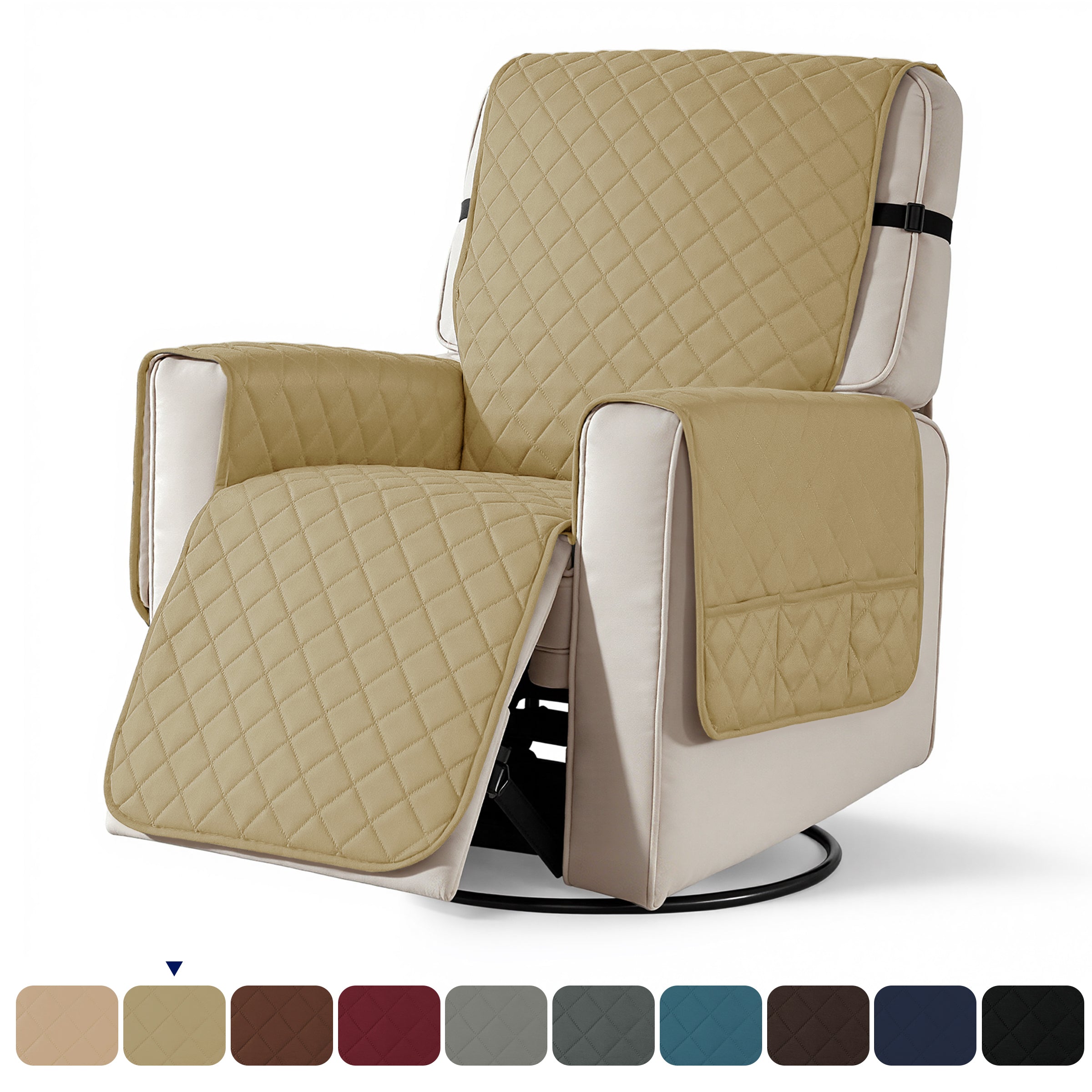 Subrtex Recliner Chair Cover Reversible Recline Sofa Slipcover with Side Pockets