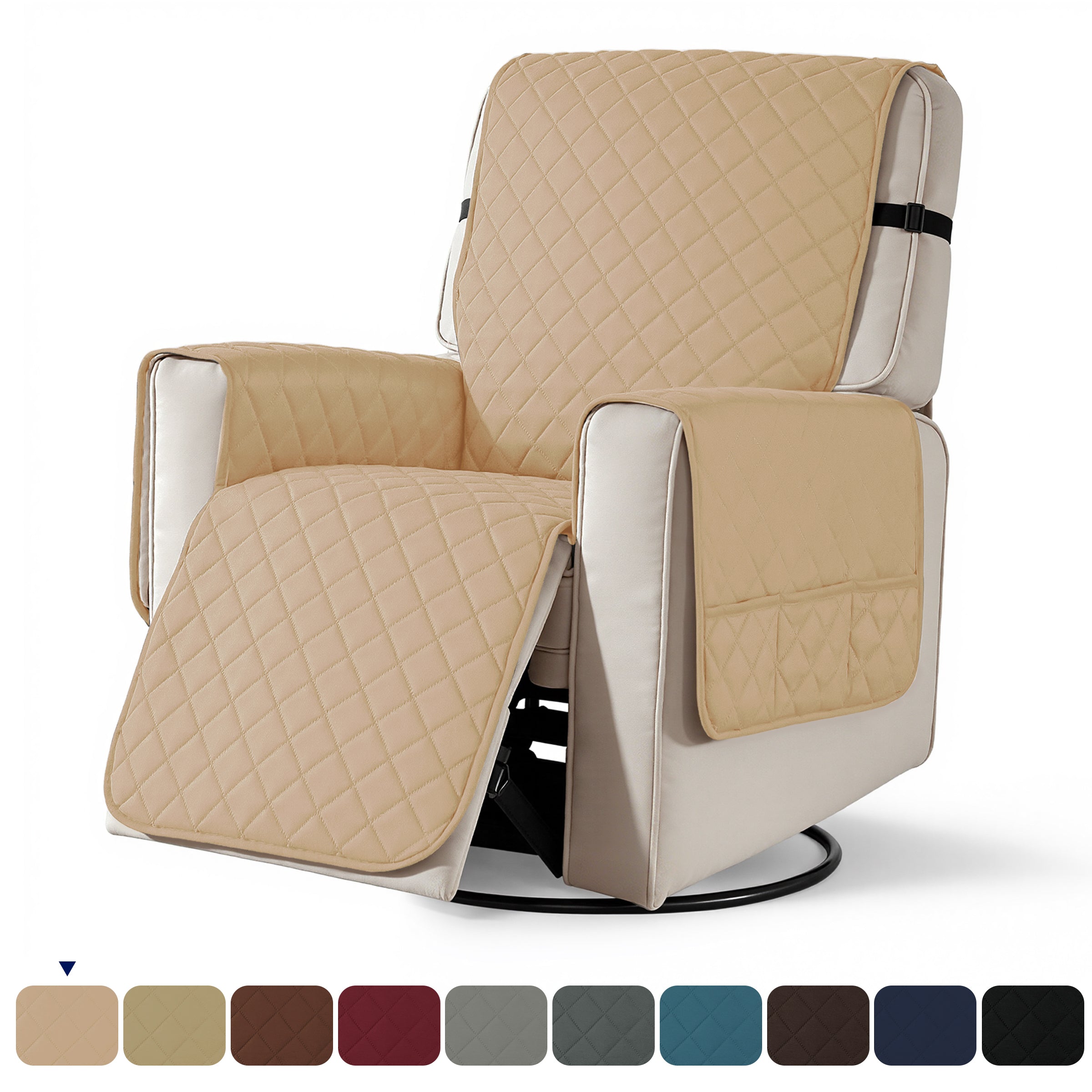Subrtex Recliner Chair Cover Reversible Recline Sofa Slipcover with Side Pockets