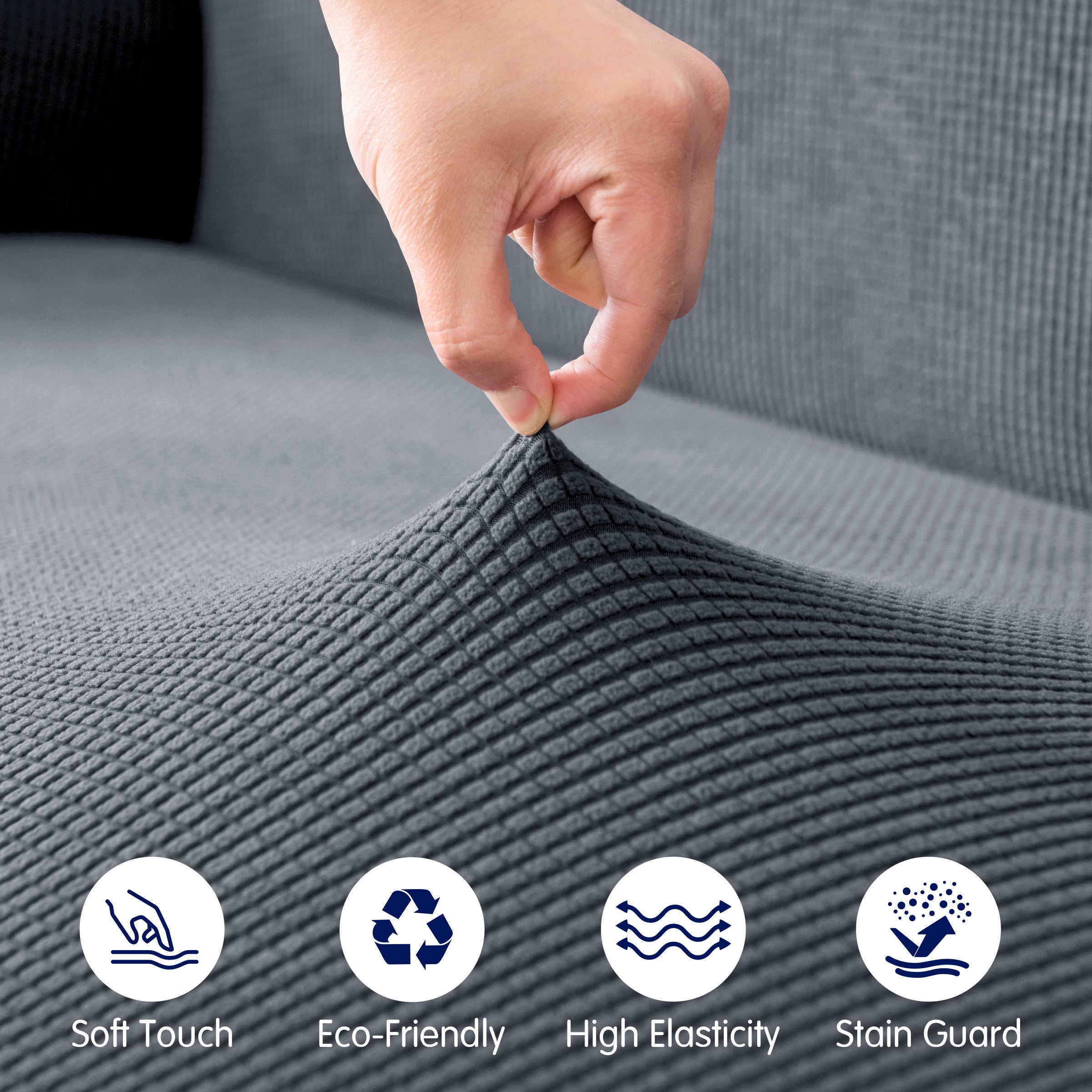 Subrtex Textured Grid Stretch Sofa Cover Couch Slipcover with Separate Cushion Cover