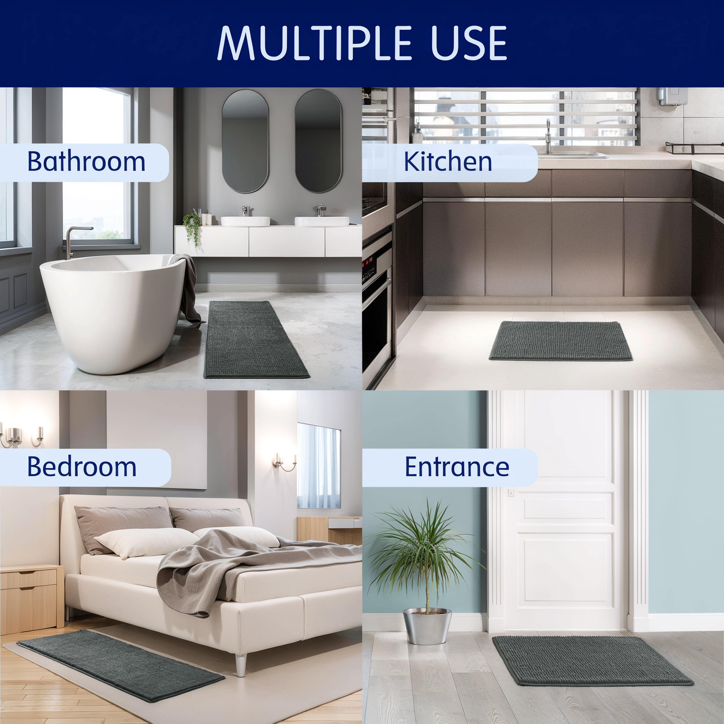 Subrtex Luxury Chenille Bathroom Rug Extra Soft and Absorbent Shaggy Rugs