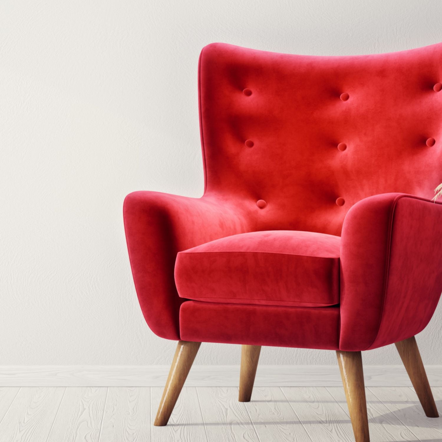 Elegant red velvet lounge chair