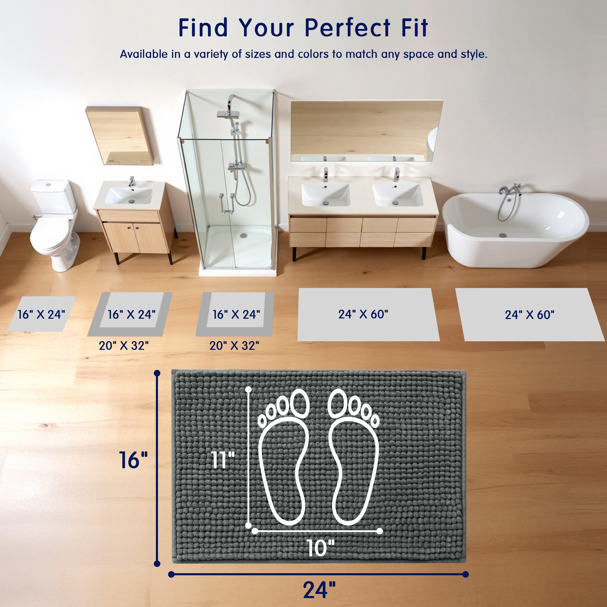 Subrtex Luxury Chenille Bathroom Rug Extra Soft and Absorbent Shaggy Rugs