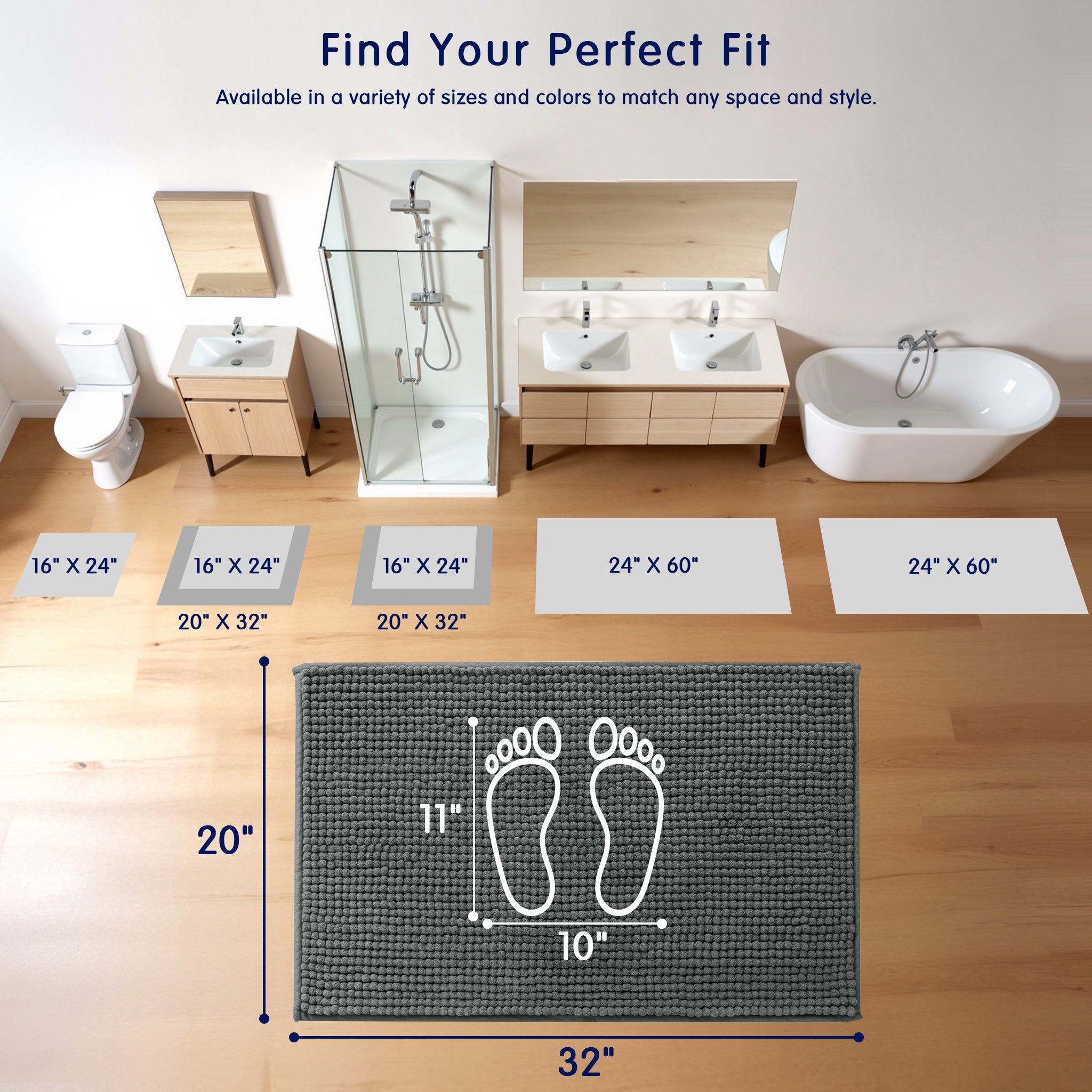 Subrtex Luxury Chenille Bathroom Rug Extra Soft and Absorbent Shaggy Rugs