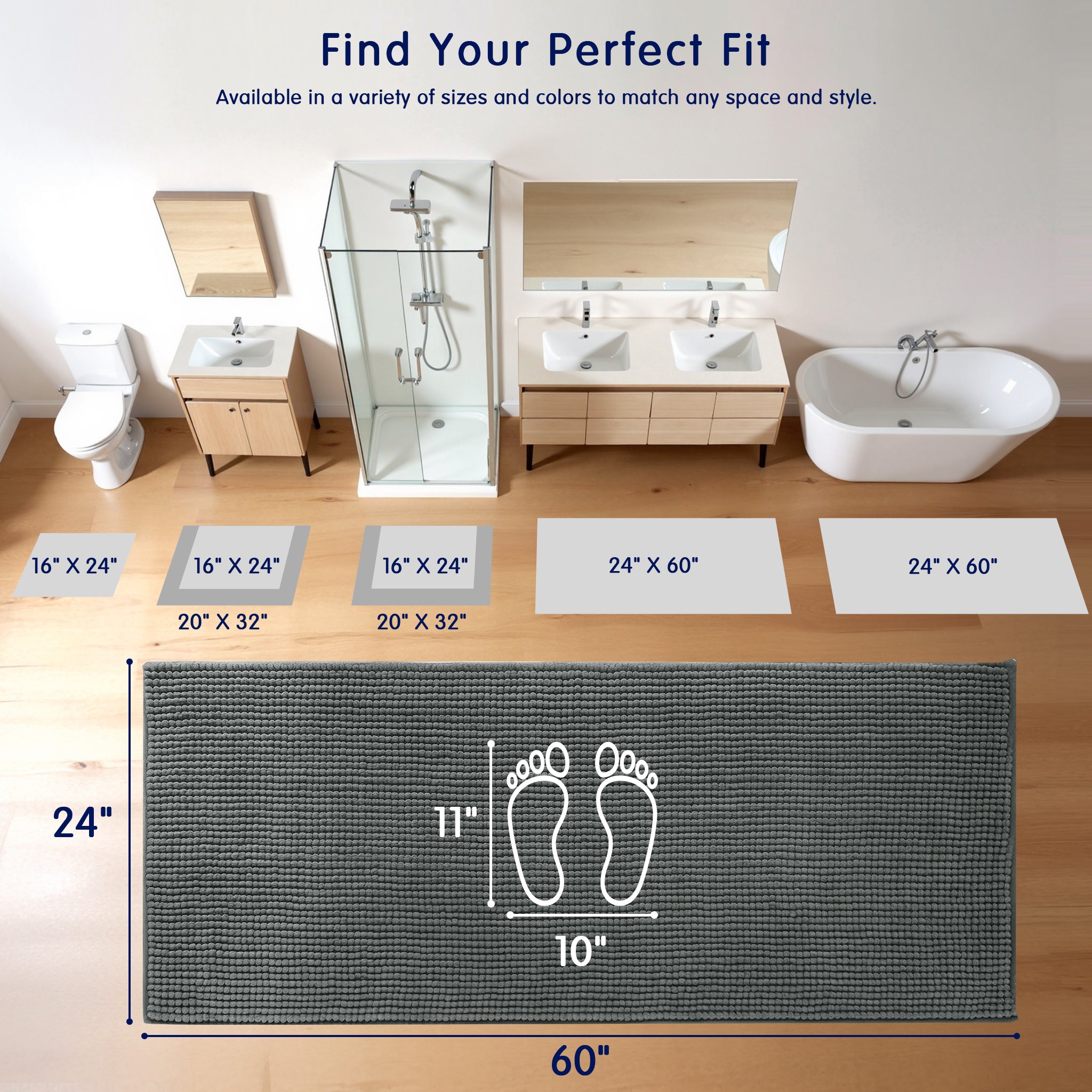 Subrtex Luxury Chenille Bathroom Rug Extra Soft and Absorbent Shaggy Rugs