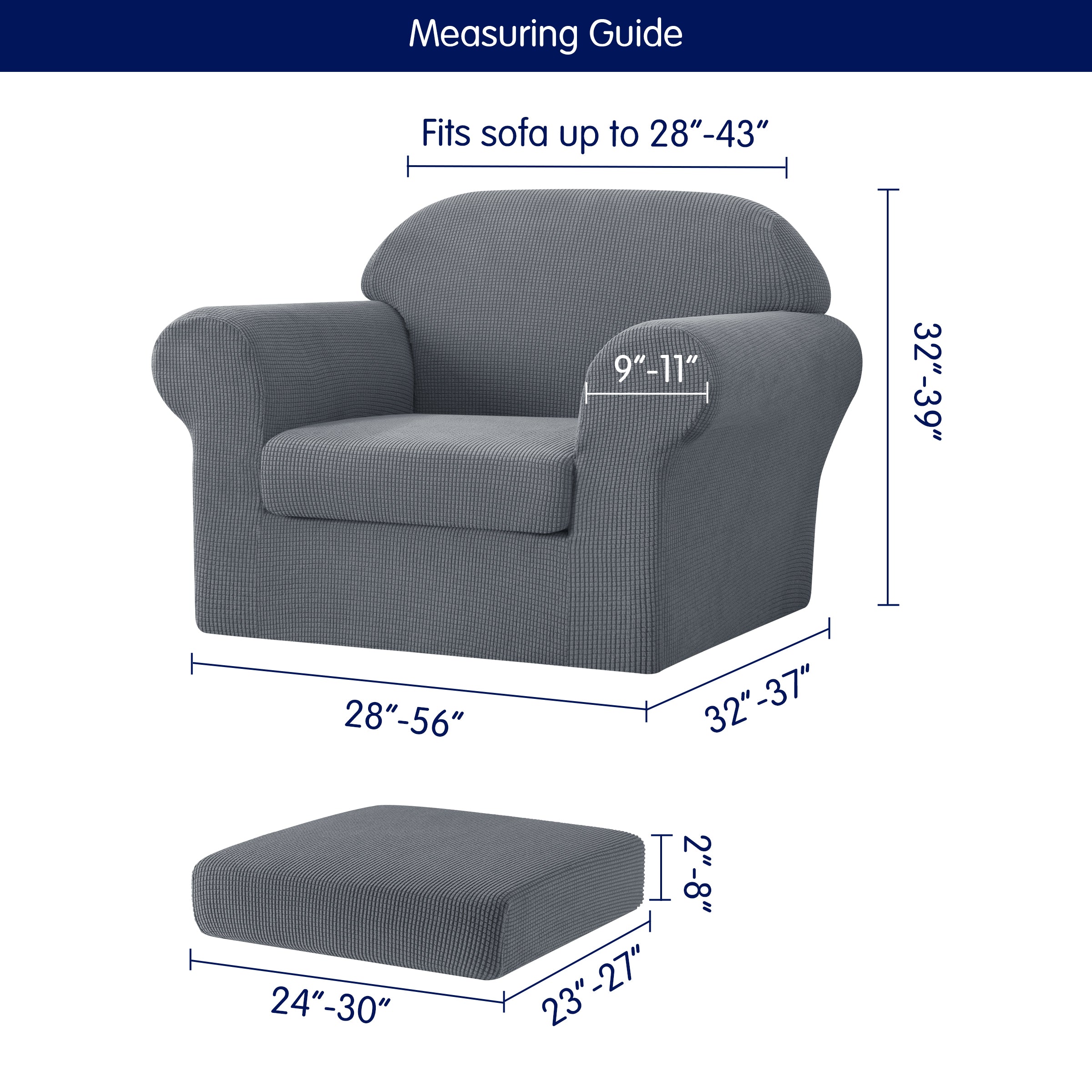 Subrtex Textured Grid Stretch Sofa Cover Couch Slipcover with Separate Cushion Cover