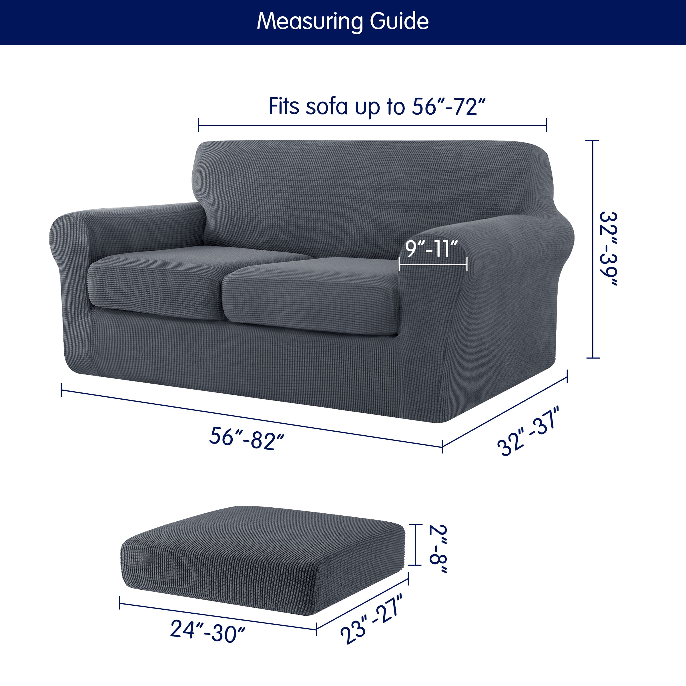 Subrtex Textured Grid Stretch Sofa Cover Couch Slipcover with Separate Cushion Cover