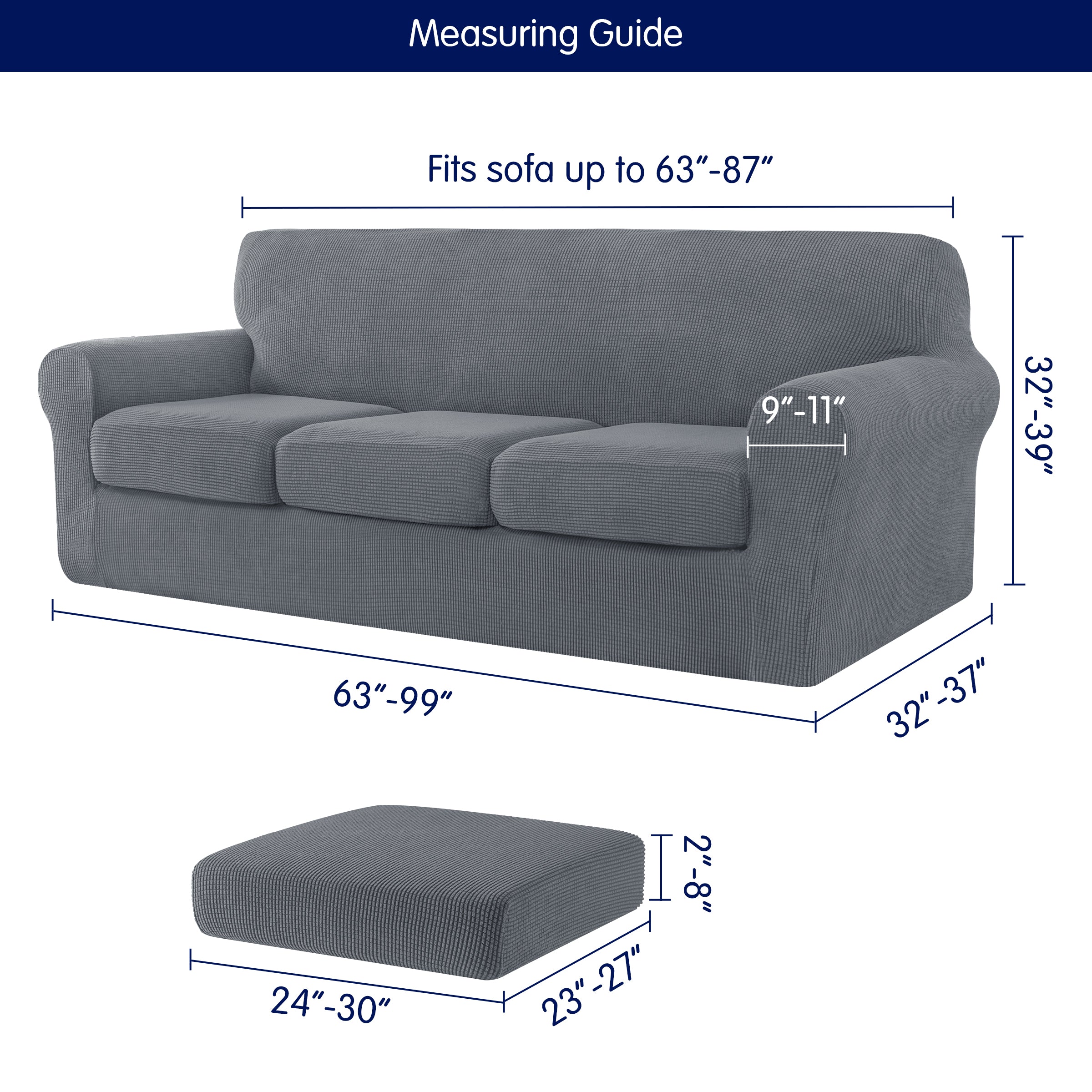 Subrtex Textured Grid Stretch Sofa Cover Couch Slipcover with Separate Cushion Cover