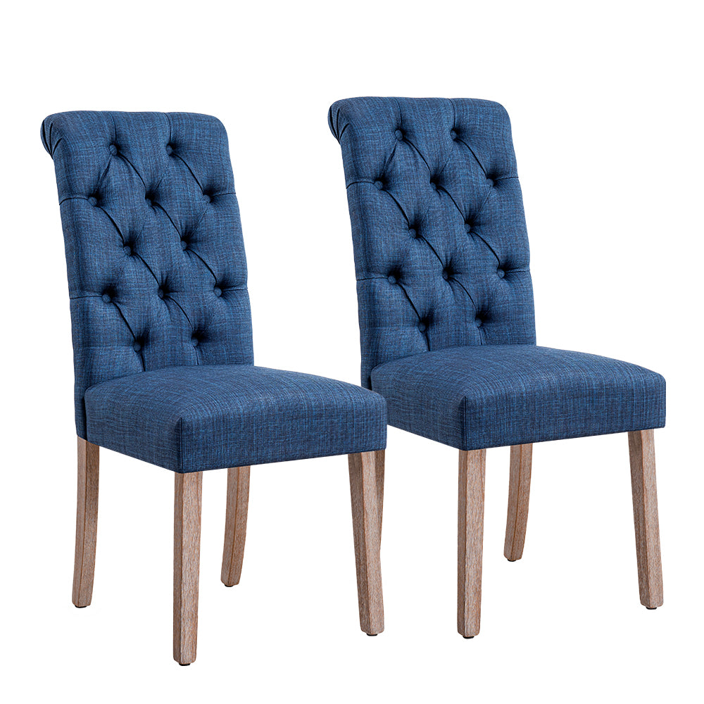 Button-Tufted Linen Parsons Dining Chairs