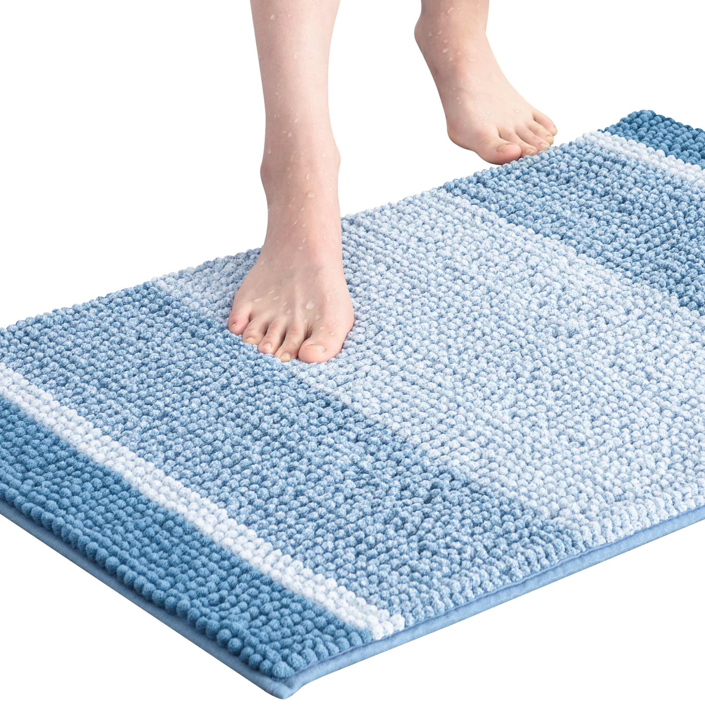 Gradient Stripe Pattern Soft Plush Bathroom Rugs