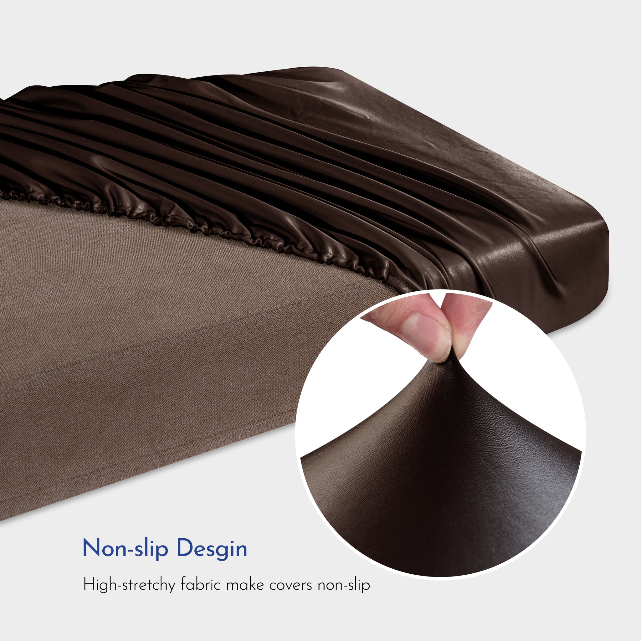 Thibault PU Leather Stretch Sofa Cushion Cover - X-Large / Orange Leather