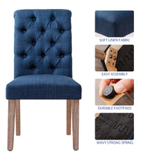 将图片加载到图库查看器，Button-Tufted Linen Parsons Dining Chairs
