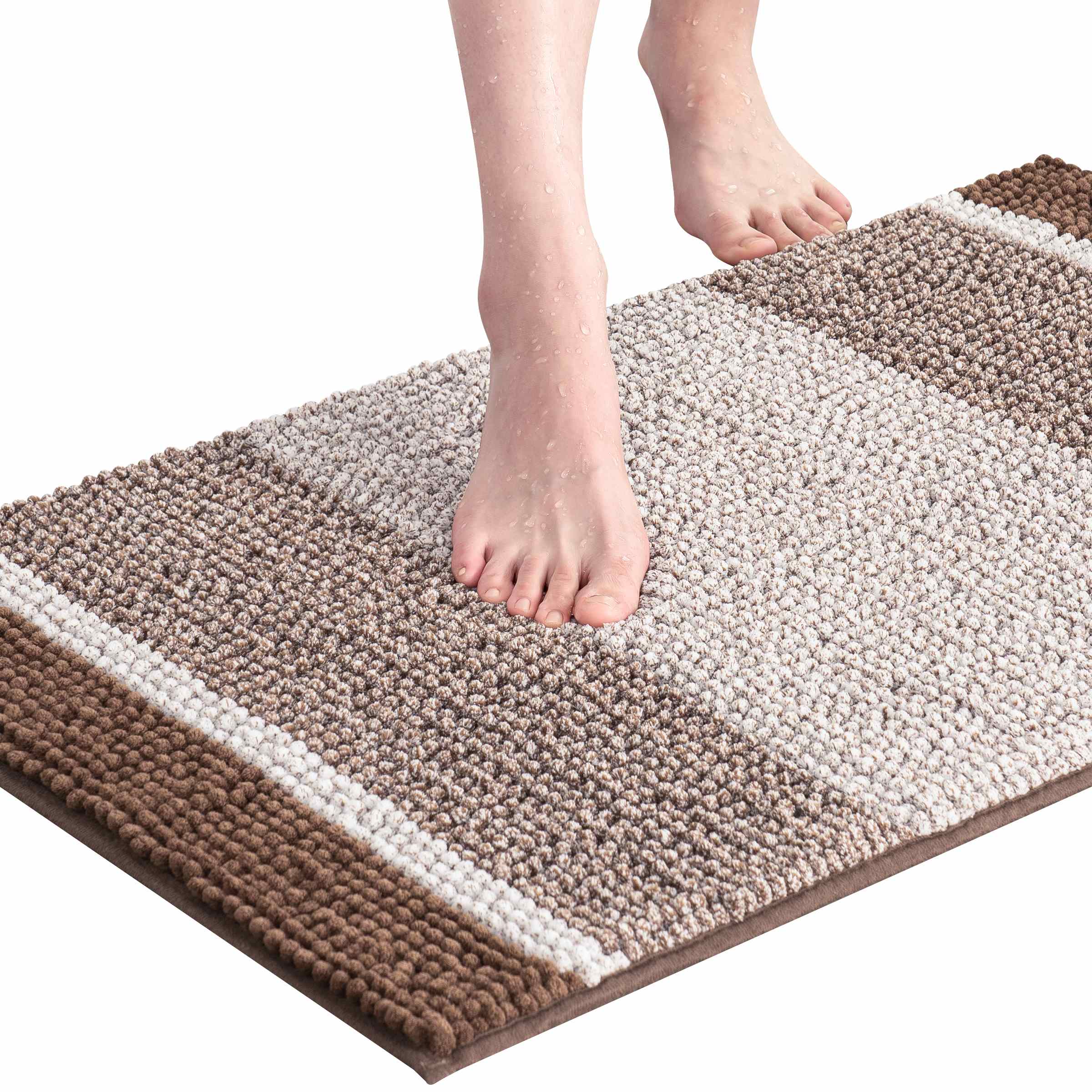 Gradient Stripe Pattern Soft Plush Bathroom Rugs - Subrtex