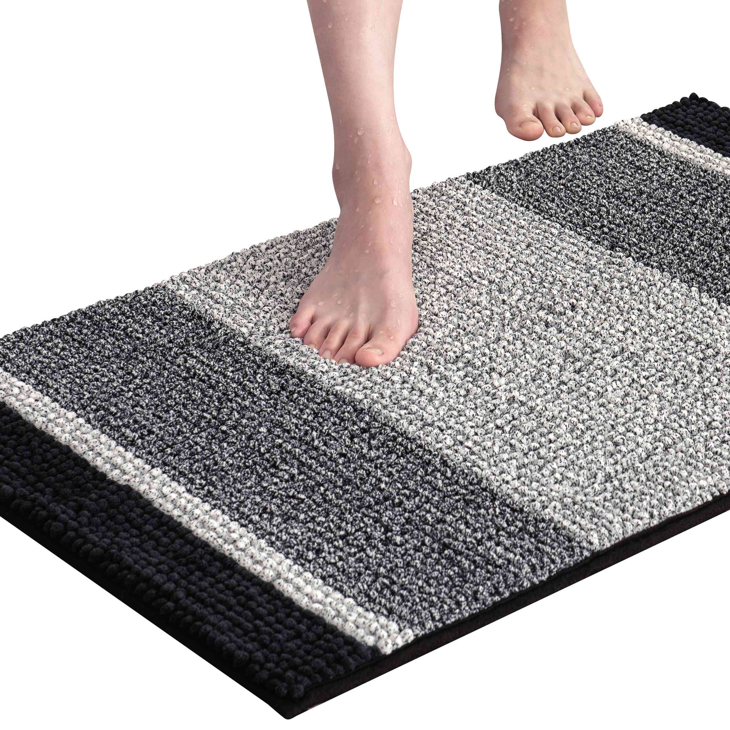 Gradient Stripe Pattern Soft Plush Bathroom Rugs