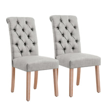 将图片加载到图库查看器，Button-Tufted Linen Parsons Dining Chairs
