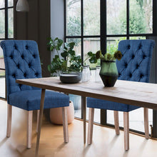 将图片加载到图库查看器，Button-Tufted Linen Parsons Dining Chairs
