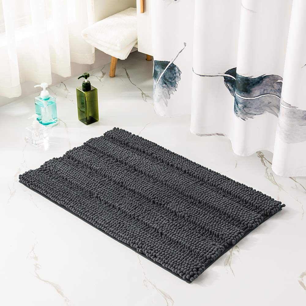 Subrtex Chenille Bathroom Rugs Non-Slip Absorbent Super Cozy Bathroom Mat  Carpet (Coffee,20x32)