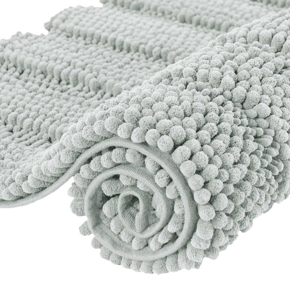 Subrtex Non-Slip Bathroom Rugs Chenille Soft Striped Plush Bath Mat Sand 20x32 1-Piece