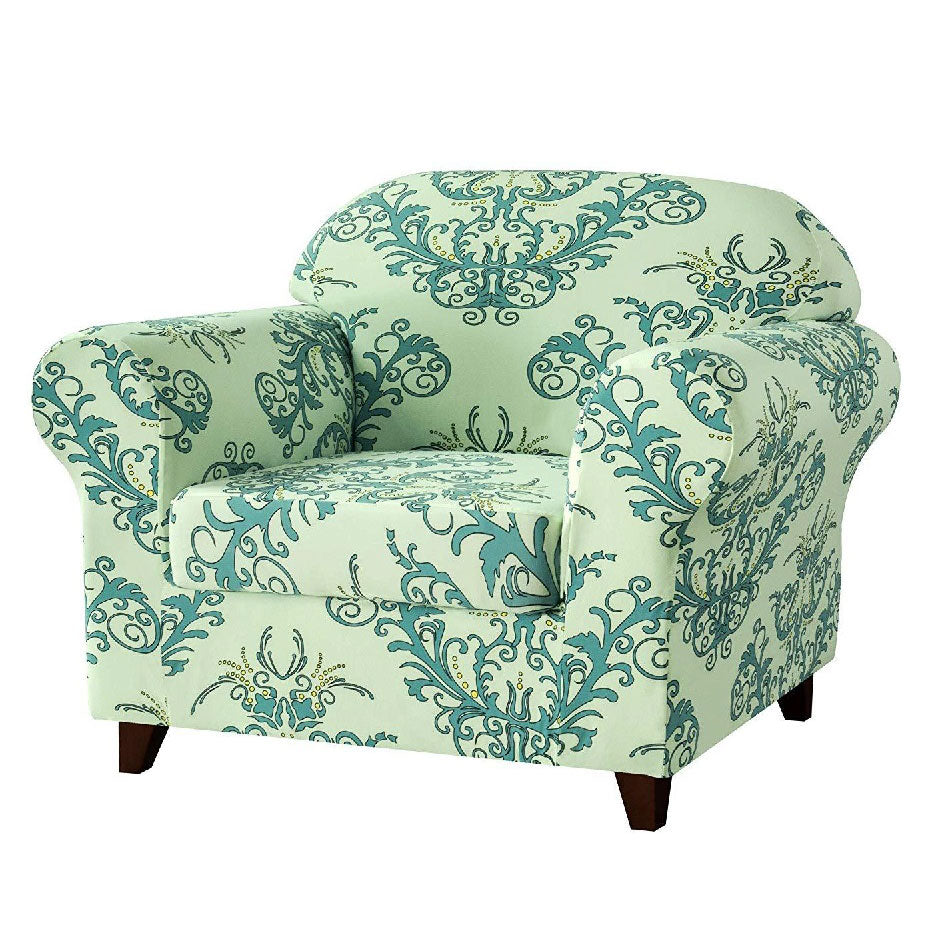 2-Piece Stretch Vector Floral Armchair Slipcover