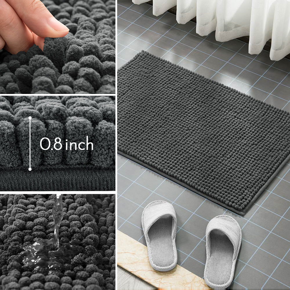 Subrtex Chenille Bathroom Rugs Non-Slip Absorbent Super Cozy Bathroom Mat Carpet (Coffee,20 inchx32 inch), Size: 20 x 32, Brown