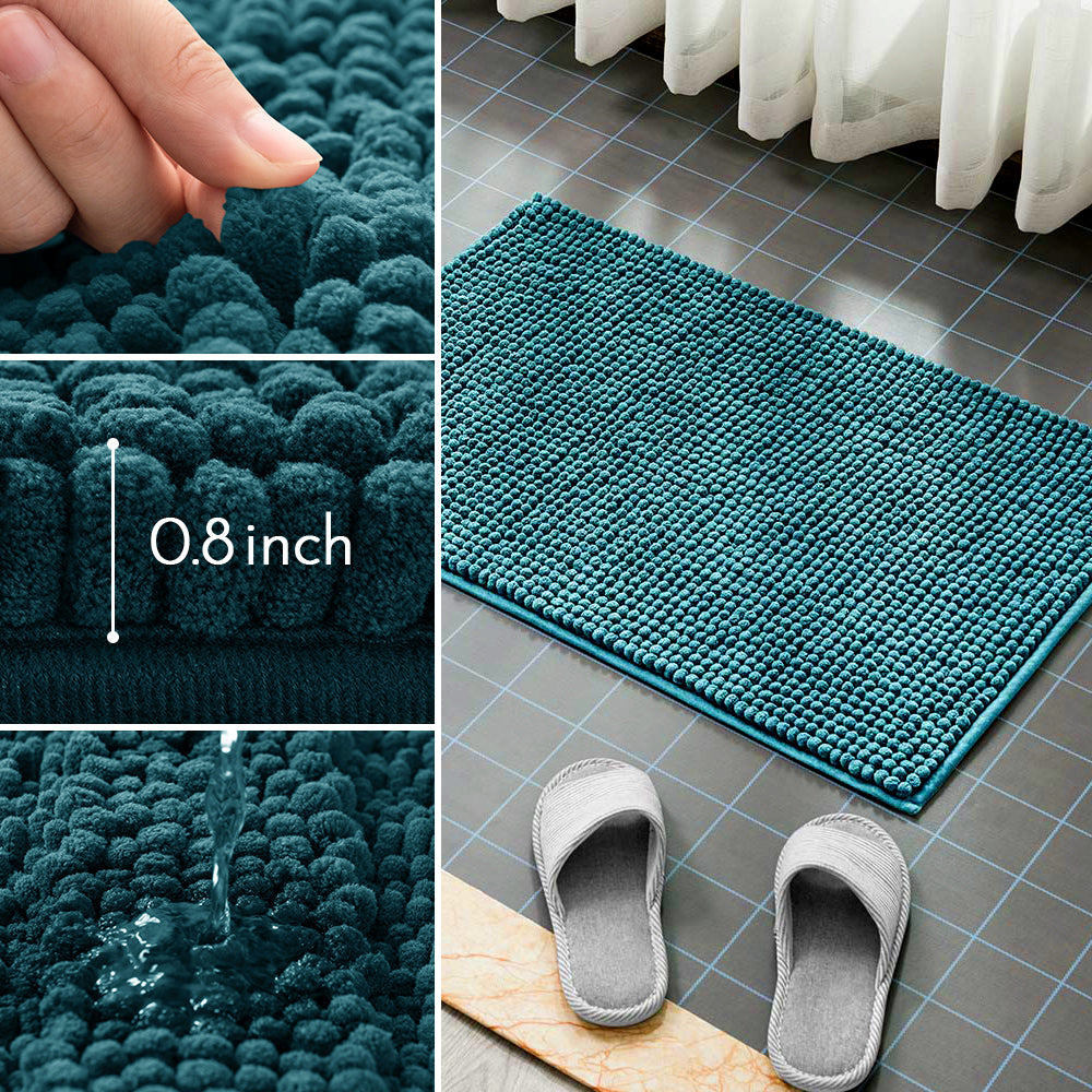 Subrtex Chenille Soft Rugs Super Water Absorbing Shower Mats - 20x32 - Navy